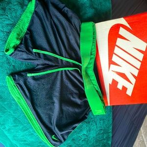 Vintage Nike Running Shorts Navy Blue and Vibrant Kelly Green. VGUC.